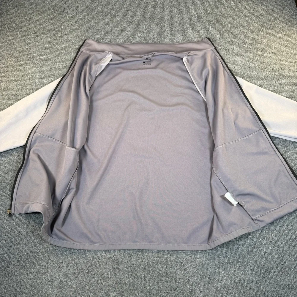 Nike Dri-FIT Mens Full Zip Jacket Grey Two Tone Training Mock Neck Medium #3095